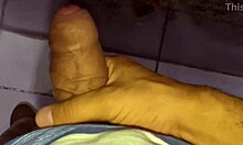 old cuckold husband jerks off alone in bathroom close up