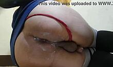 gaping femboy fat ass stretched wide by dildo and cucumber anal toy play
