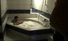 anastasia and bumbas soak jacuzzi with roommate massage turning steamy