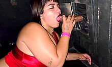 Swing Party Slut Fucks Hung Guy Gloryhole Blowjob Deepthroat Cum Swallow Chubby Latina Big Tits