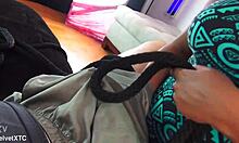 bound black babe teases with dirty talk in toe-tied handjob casting interview