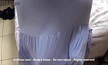 arab muslim wife in blue hijab shakes huge fat ass