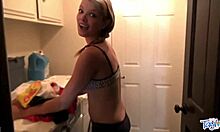 Little taylor folds laundry but grabs toys for wet pussy play?