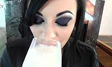 Tattooed Goth Babe with Big Natural Tits Teases in POV Casting Interview Dirty Talk