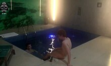 Threesome with friends in the motel pool