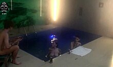 Threesome with friends in the motel pool