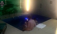 Threesome with friends in the motel pool