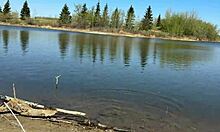 Young angler girl went fishing after school today