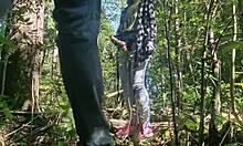 girl uses strapon on man outdoors in amateur scene