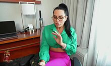 spanish tutor with glasses gives hot blowjob and swallows