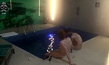 Threesome with friends in the motel pool