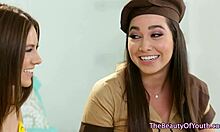Lez teen 18+s licking hairy pussies in sixtynine