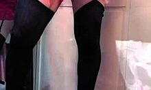 KANDI KANE STRIPS IN RED LACE FISHNETS OUTDOORS