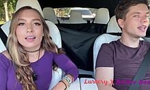 sexy teen 18 fucking on road trip pulls over for a facial