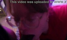 white girl with glasses gives deep throat to big black cock