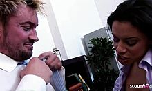 Big natural tits boss caught fucking teen joins ffm