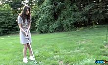 They were out in the field playing golf and later fucked inside his beautiful home