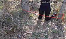 Outdoor milf enjoys bondage blowjob and hot creampie