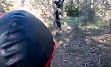 Outdoor milf enjoys bondage blowjob and hot creampie
