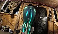Shiny Leggings Cameltoe Dance Leads To Deepthroat
