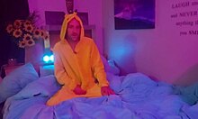 female nerd in cosplay gives joi instructions