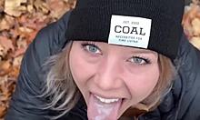 Caught outside in snow licking her ass and multiple cumshots