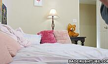 Leia rae doesnt know that her perv stepdad secretly installed a hidden camera inside her room and watches her masturbate