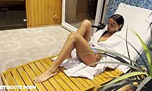 petite latina oily footjob steamy sauna surprise