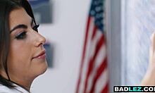 Lesbian teen 18+ student seduces busty italian milf teacher in class