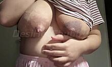 Indian milf teases big boobs on webcam solo