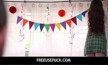 freeuse hot teen step sisters threesome with stepdad on birthday