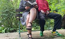 stepmother helps prepare for literature exam outdoors