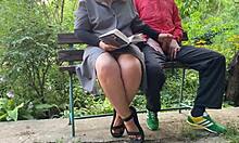 stepmother helps prepare for literature exam outdoors