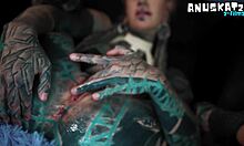 anal orgasm in latex with tattooed girls gape and prolapse