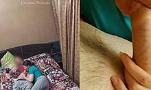 Real russian couples spontaneous bedroom blowjob filmed