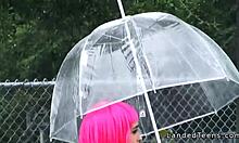 Costumed teen hitchhiker gets banged. Huge cock outdoors