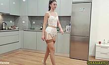 free vintage stocking parade in white lingerie