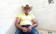 Muscular brazilian strokes his huge cock until cum