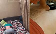 Real russian couples spontaneous bedroom blowjob filmed