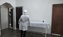 Perverted doctor fucks female patient while husband waits outside