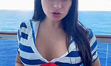 Public sexy latina sailor teases. Dirty talk joi on balcony