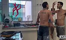 Naughty latina hires two guys to fuck her tight pussy hard