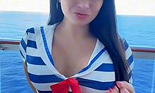Public sexy latina sailor teases. Dirty talk joi on balcony