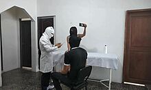 Perverted doctor fucks female patient while husband waits outside