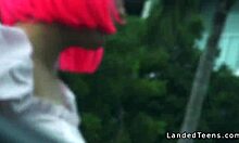 Costumed teen hitchhiker gets banged. Huge cock outdoors