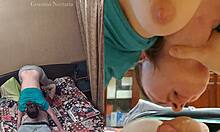 Real russian couples spontaneous bedroom blowjob filmed