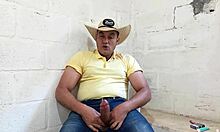 Muscular brazilian strokes his huge cock until cum