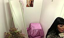 girlfriend delightfully changes into green stockings and indulge in double penetration sex toy anal