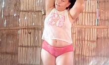 hermosa madura latina shakes her big ass in lingerie while dancing