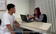 Colombian milf principal fucks her young student in the office after catching him jerking off